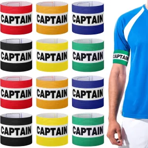 12 Pcs Soccer Captain Armbands Elastic Wrist Armbands Adult Youth Team Leader Adjustable Sports Accessories