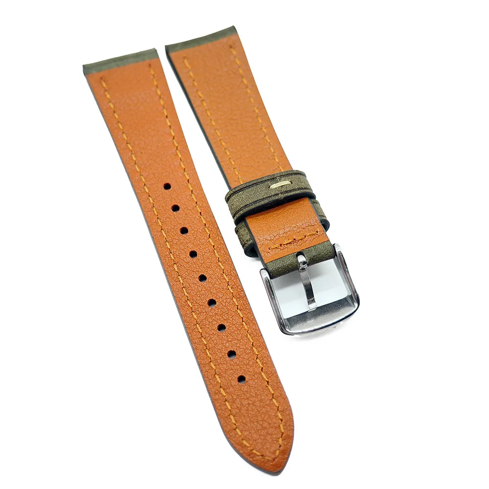18mm, 20mm Gray Pueblo Calf Leather Watch Strap