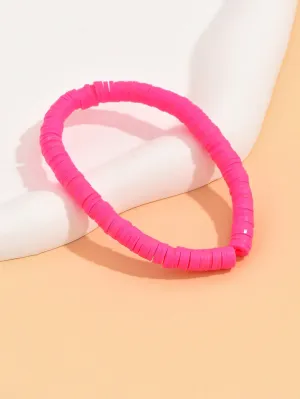 1pc Boho Soft Clay Pink Beaded Bracelet Women Bracelet Stackable Bracelet