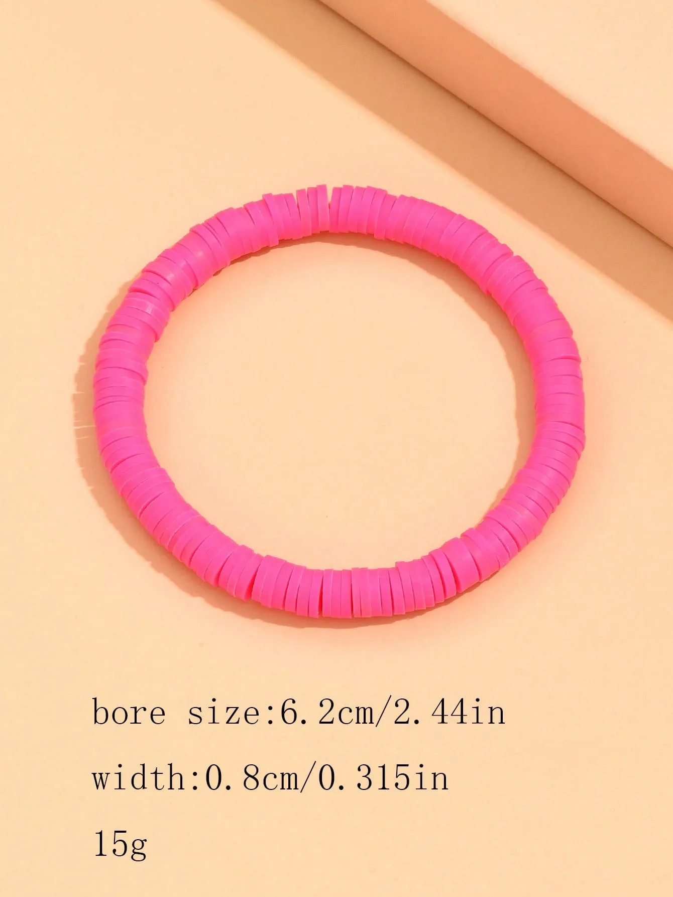 1pc Boho Soft Clay Pink Beaded Bracelet Women Bracelet Stackable Bracelet