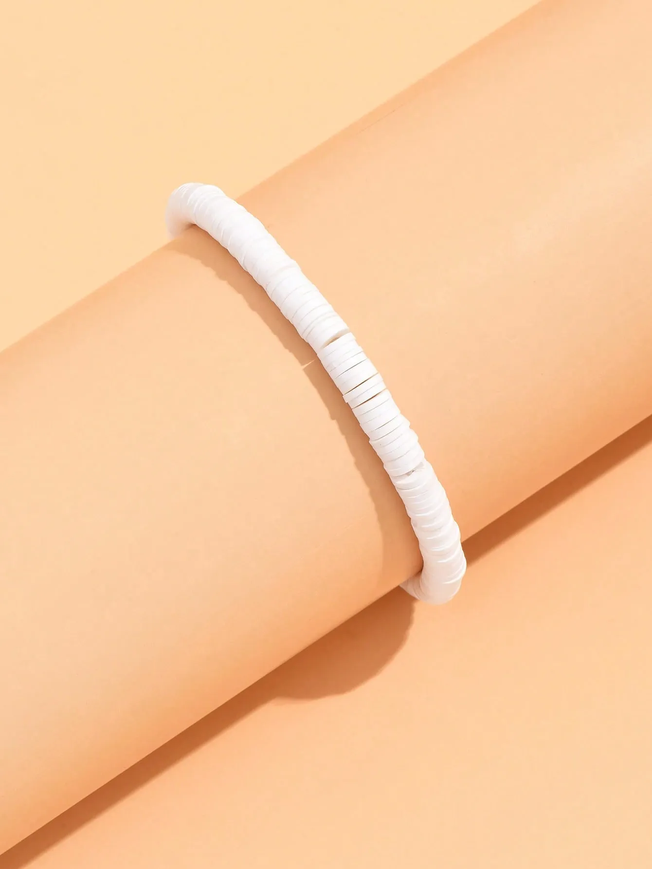 1pc Boho Soft Clay White Beaded Bracelet Women Bracelet Stackable Bracelet