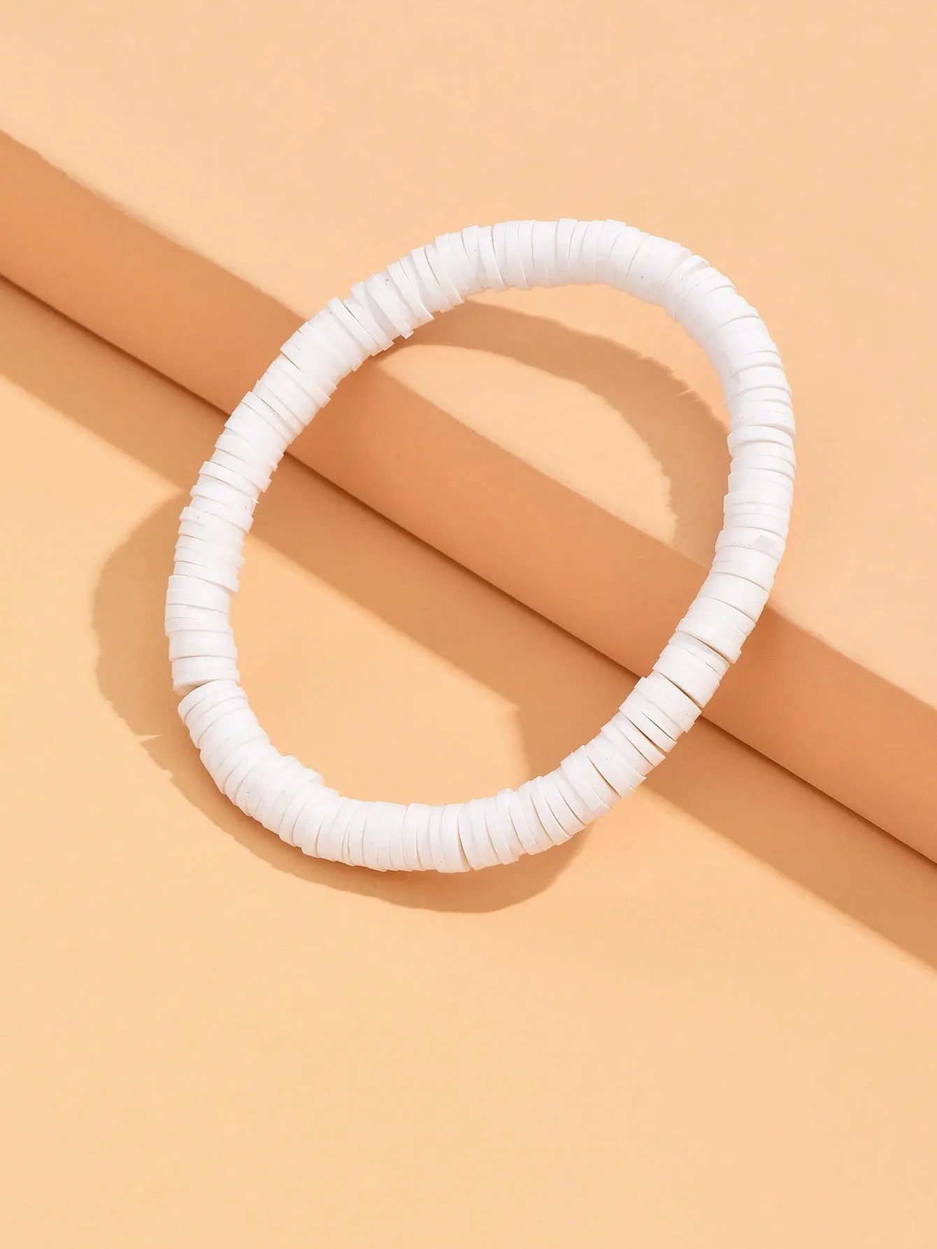 1pc Boho Soft Clay White Beaded Bracelet Women Bracelet Stackable Bracelet