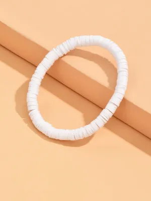 1pc Boho Soft Clay White Beaded Bracelet Women Bracelet Stackable Bracelet