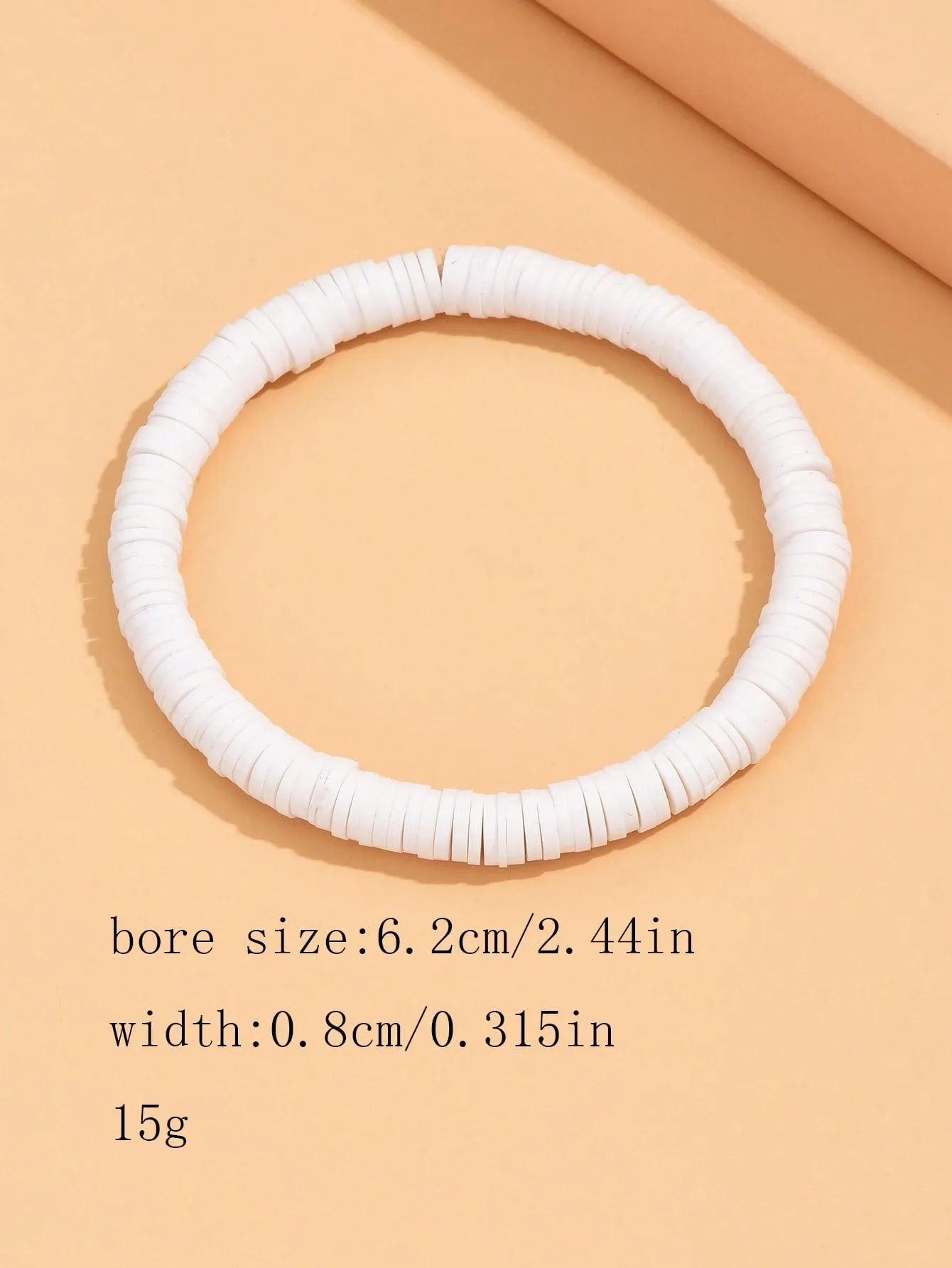 1pc Boho Soft Clay White Beaded Bracelet Women Bracelet Stackable Bracelet