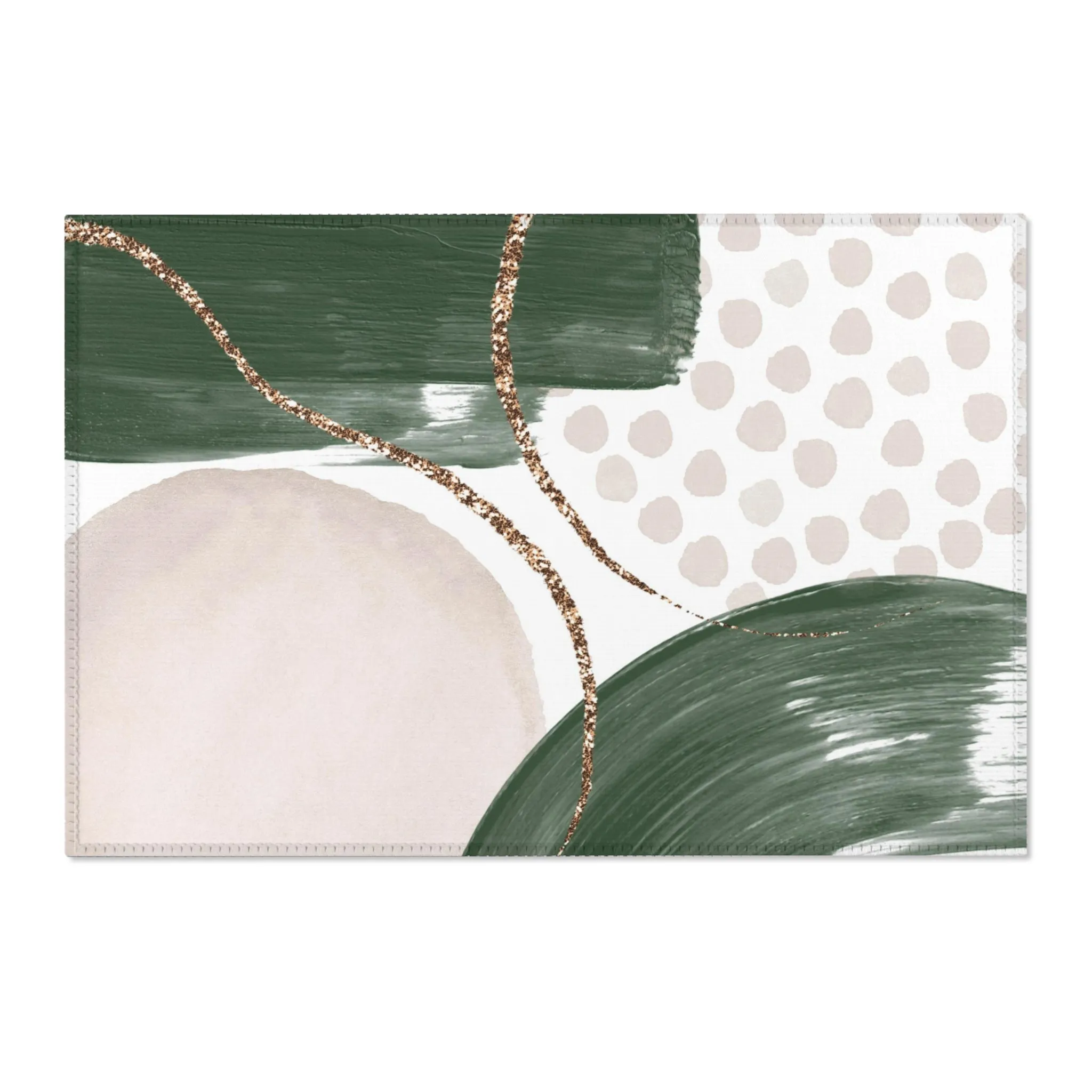 Abstract Boho Area Rug | Blush Ivory, Sage Green