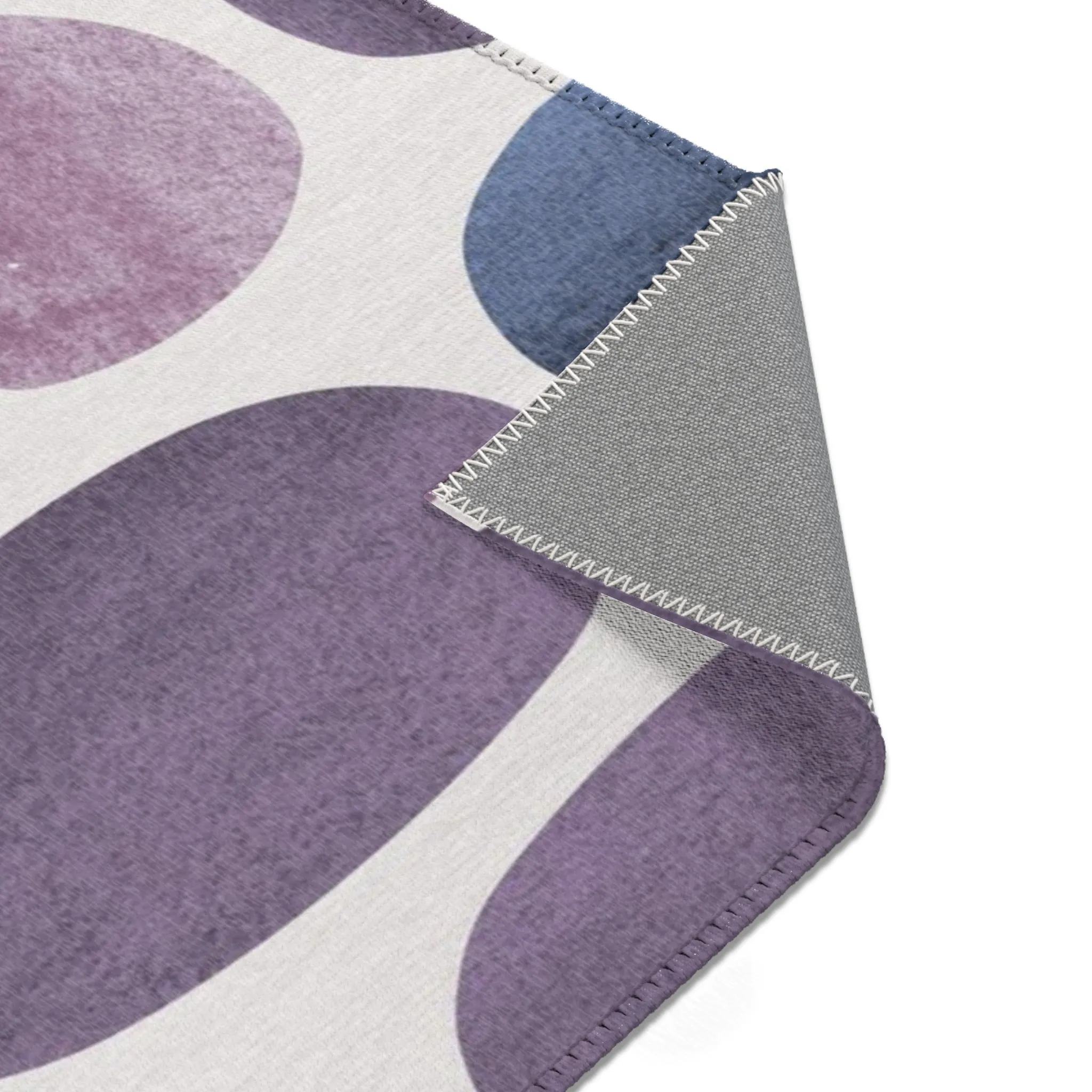 Abstract Boho Area Rug | Navy Blue, Lavender Lilac Purple Watercolor
