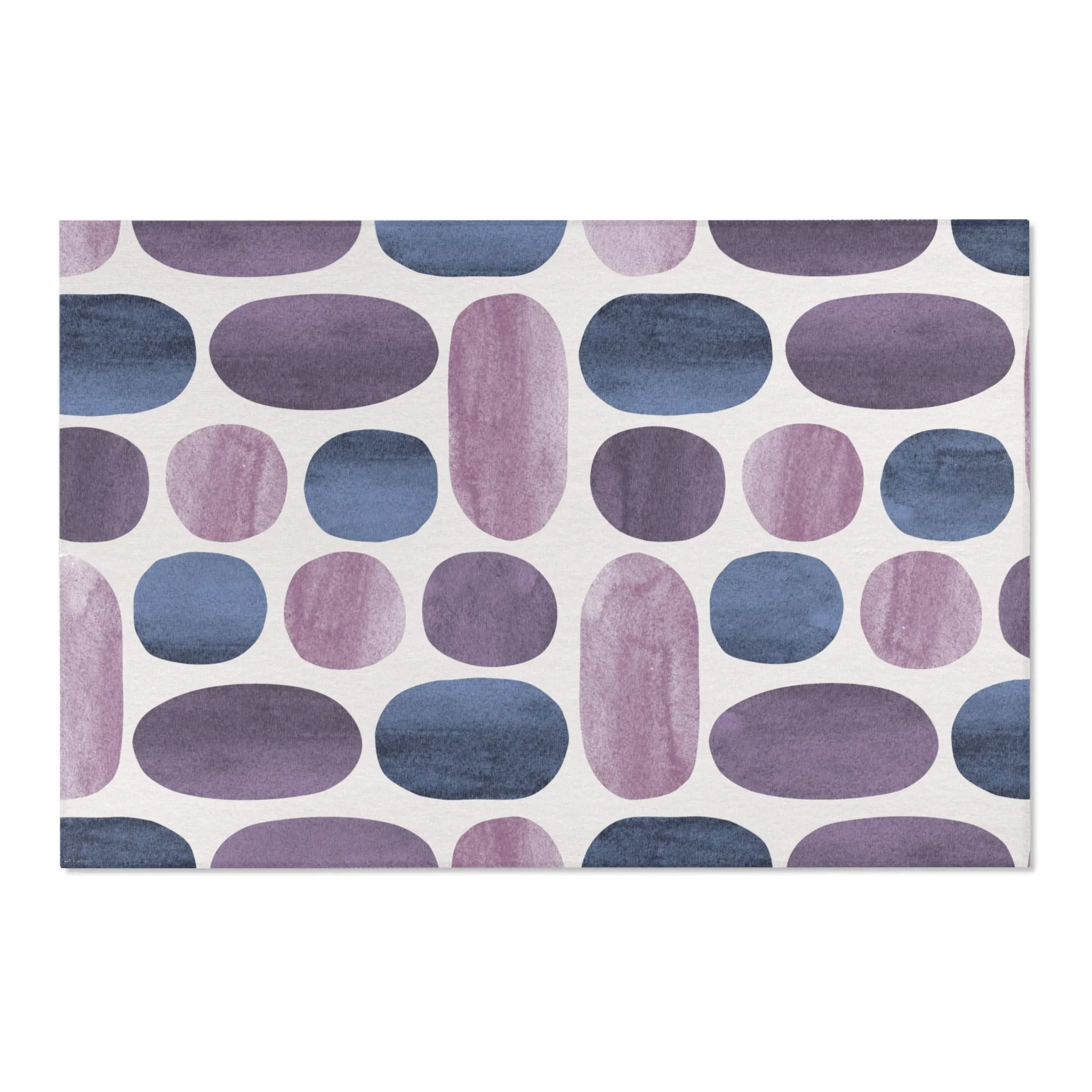 Abstract Boho Area Rug | Navy Blue, Lavender Lilac Purple Watercolor