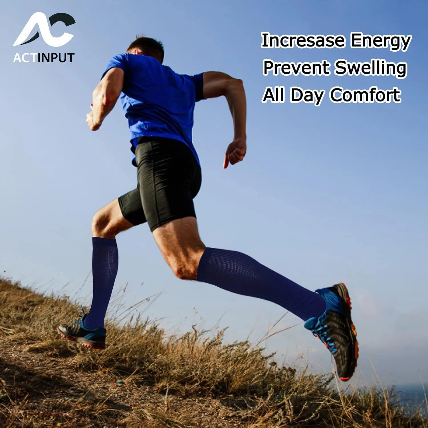 ACTINPUT 8 Pairs Compression Socks for Women & Men,Support Compression Stockings for Medical Running Athletic