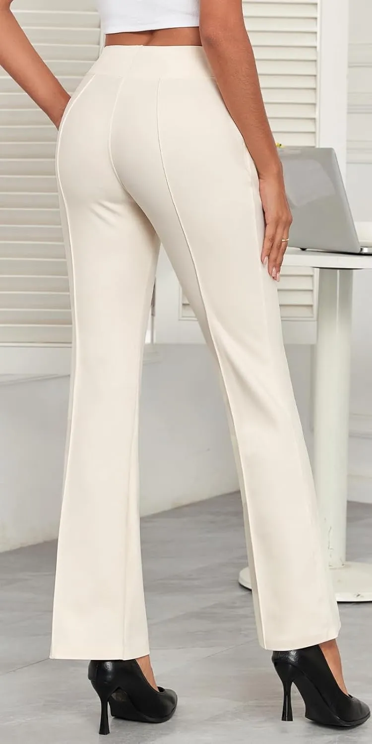 Agenlulu Womens Dress Pants Elastic High Waisted Stretch Bootcut Business Casual Pants Pull on Office Work Slacks