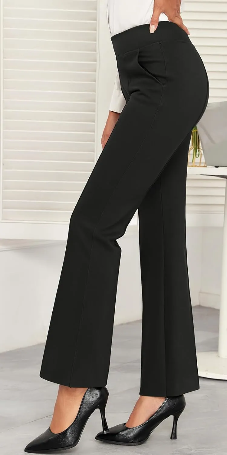 Agenlulu Womens Dress Pants Elastic High Waisted Stretch Bootcut Business Casual Pants Pull on Office Work Slacks