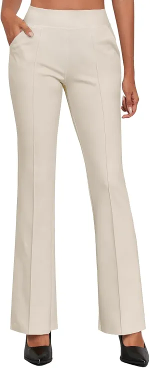 Agenlulu Womens Dress Pants Elastic High Waisted Stretch Bootcut Business Casual Pants Pull on Office Work Slacks