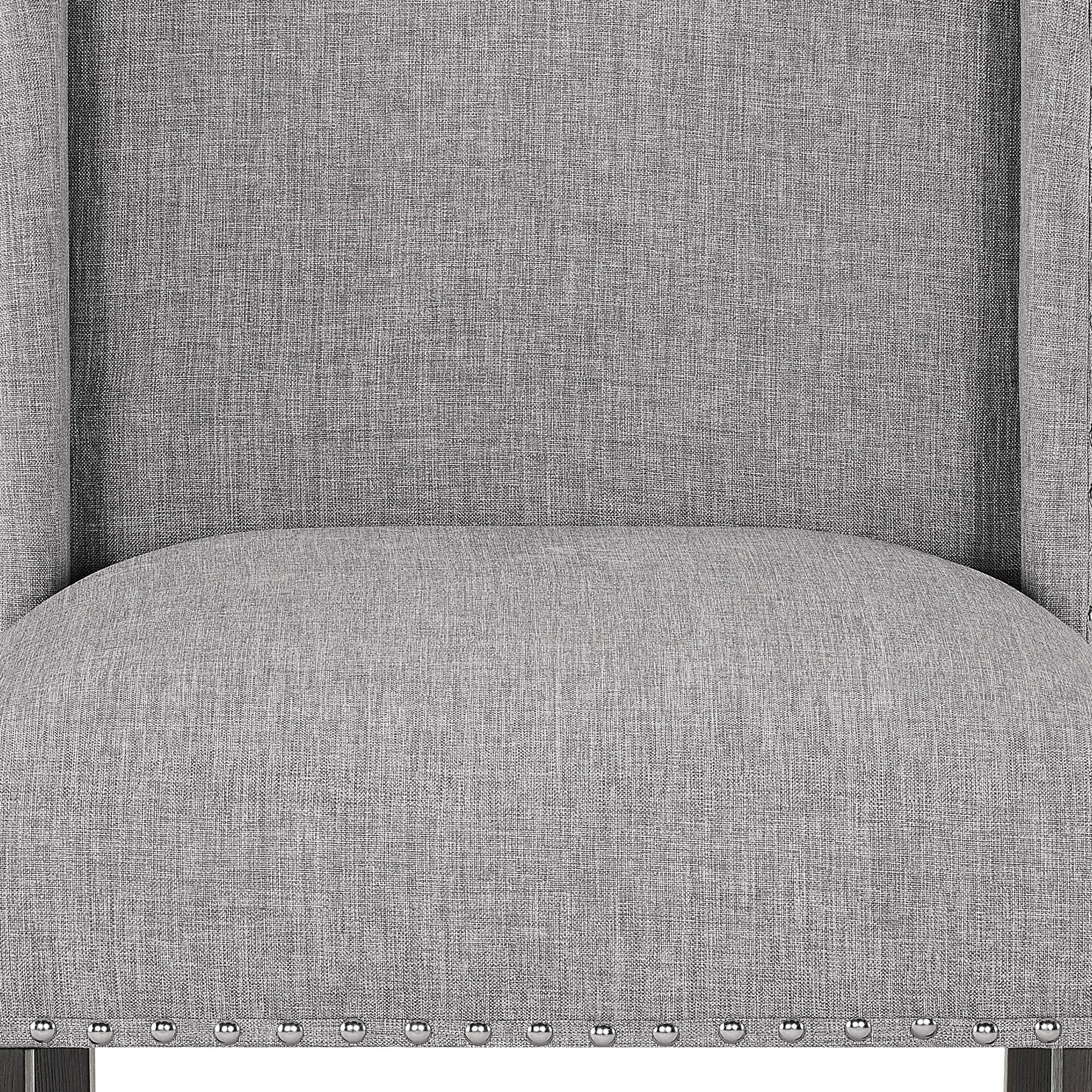Amber 27 Inch Dining Side Chair Set of 2, Cushioned Gray Fabric Upholstery By Casagear Home