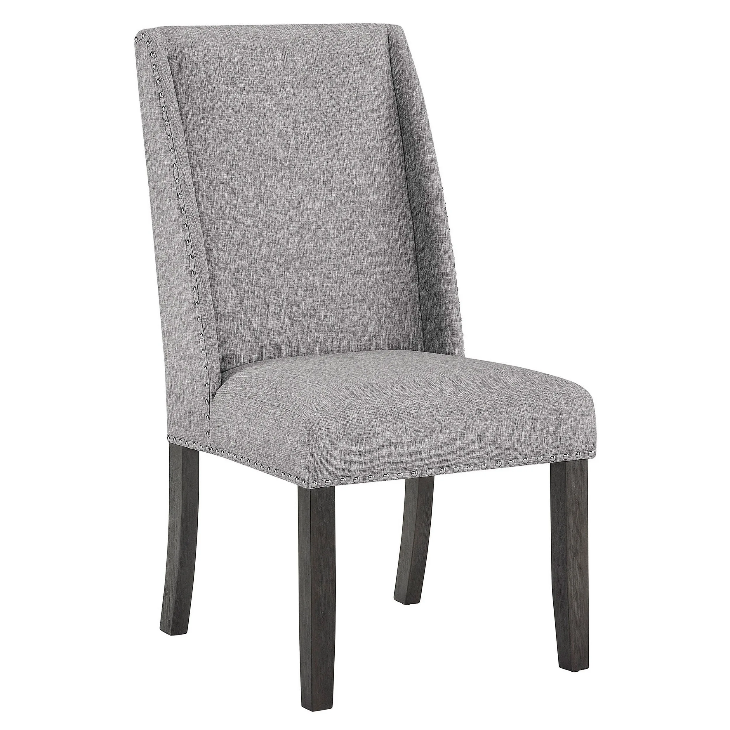 Amber 27 Inch Dining Side Chair Set of 2, Cushioned Gray Fabric Upholstery By Casagear Home