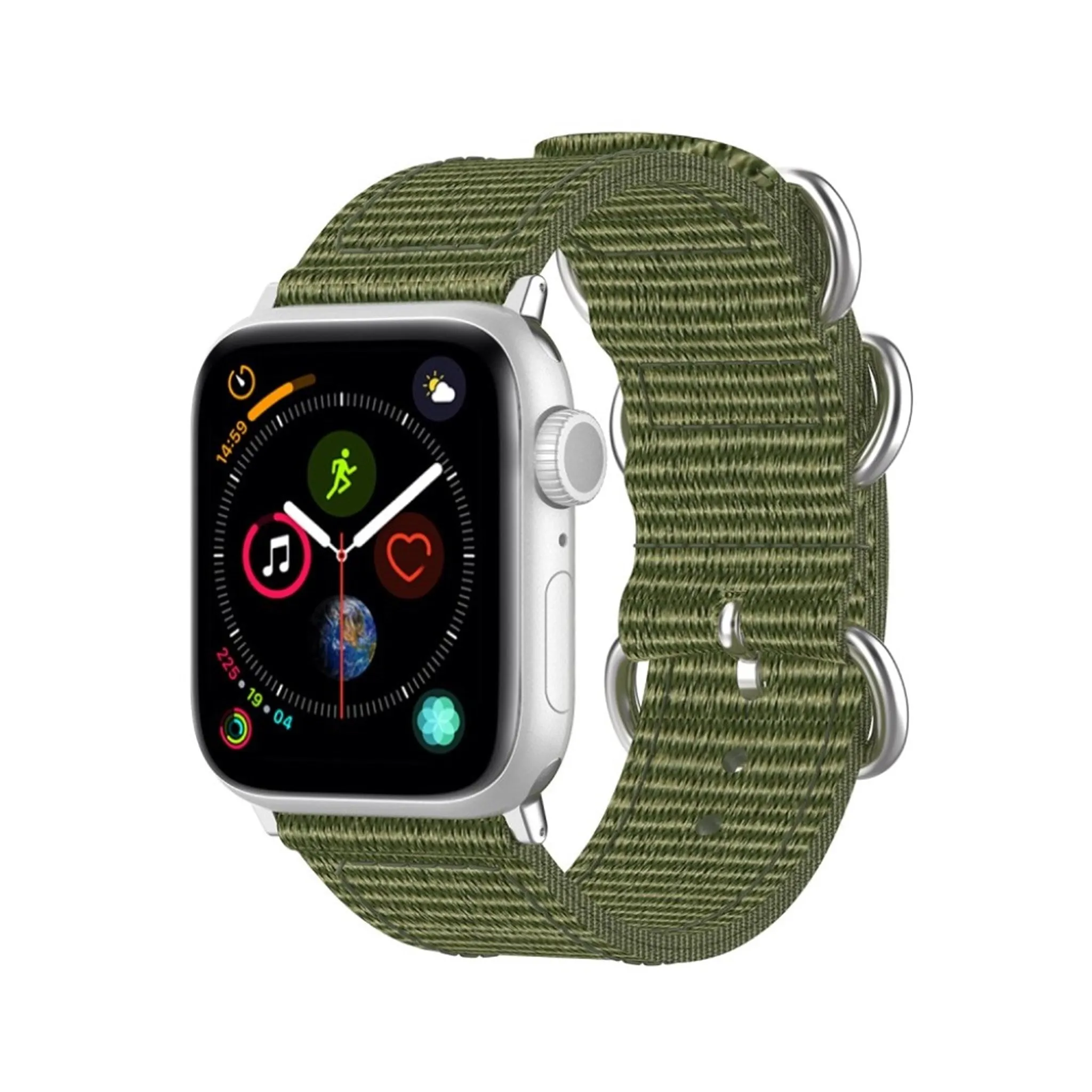 Apple Watch Series 5 40mm stripe pattern nylon watch band - Army Green