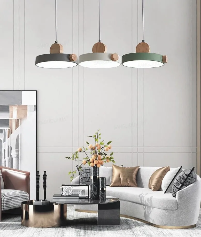 Batisse Minimalist Pendant Light in Metal and Wood
