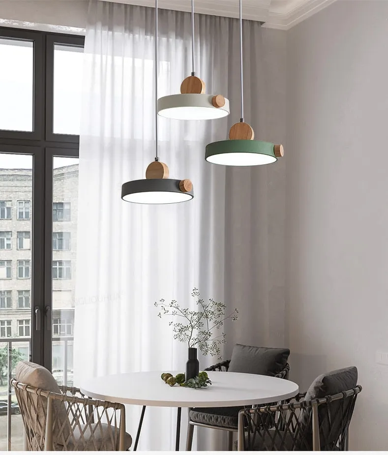 Batisse Minimalist Pendant Light in Metal and Wood