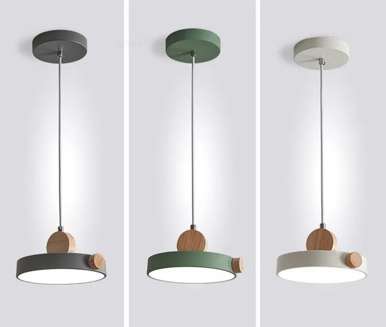 Batisse Minimalist Pendant Light in Metal and Wood