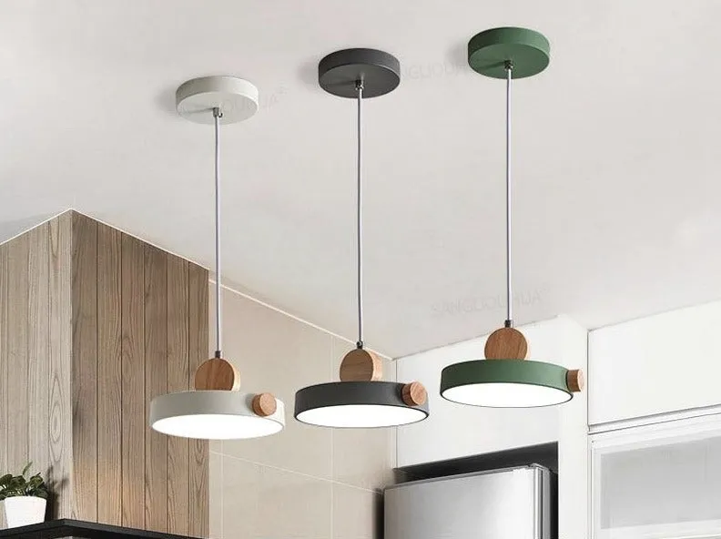 Batisse Minimalist Pendant Light in Metal and Wood