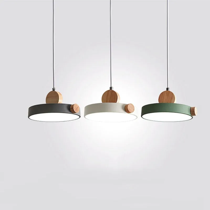 Batisse Minimalist Pendant Light in Metal and Wood