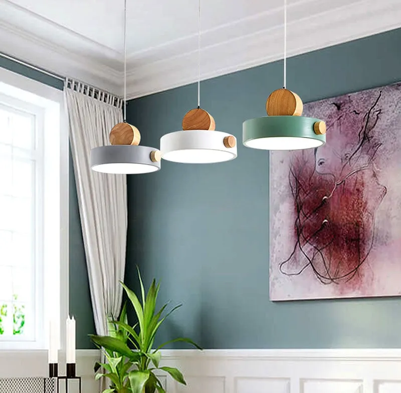 Batisse Minimalist Pendant Light in Metal and Wood