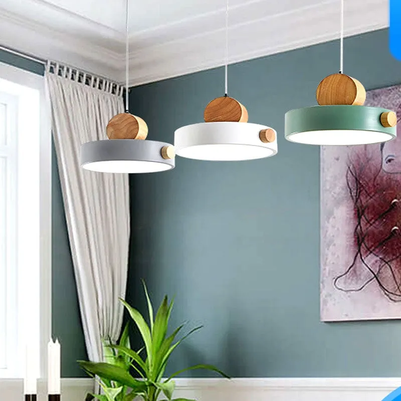 Batisse Minimalist Pendant Light in Metal and Wood