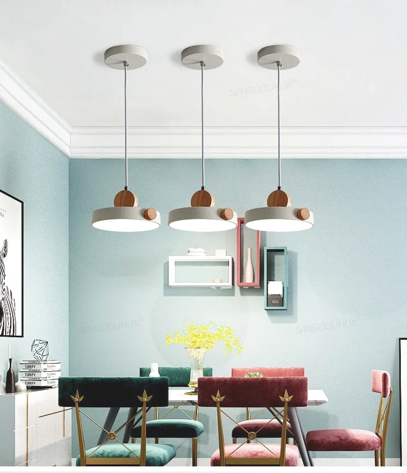 Batisse Minimalist Pendant Light in Metal and Wood