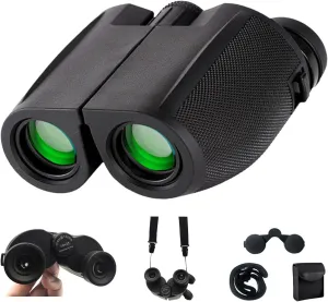 Binoculars for Adults and Kids, 10x25 Compact Binoculars with Large Eyepiece, Wide Field, Easy Focus  Ideal for Bird Watching, Hiking, Hunting, and Concerts