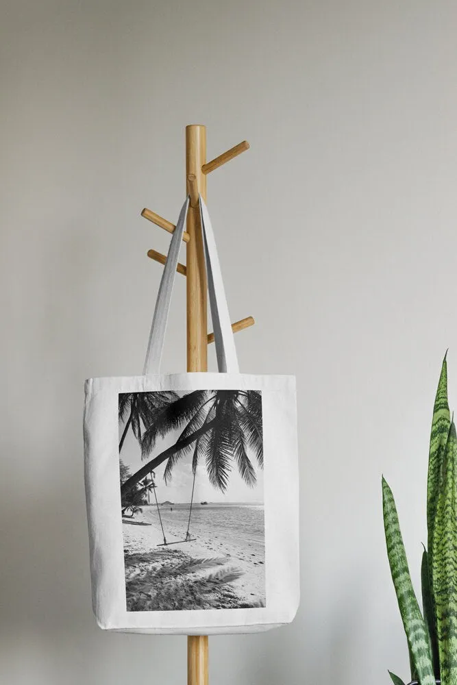 Black And White Beach Escape PRINTABLE WALL ART, Ocean Nature Print, Coastal Beach Wall Art, Black And White Photography Wall Art, Palm Tree