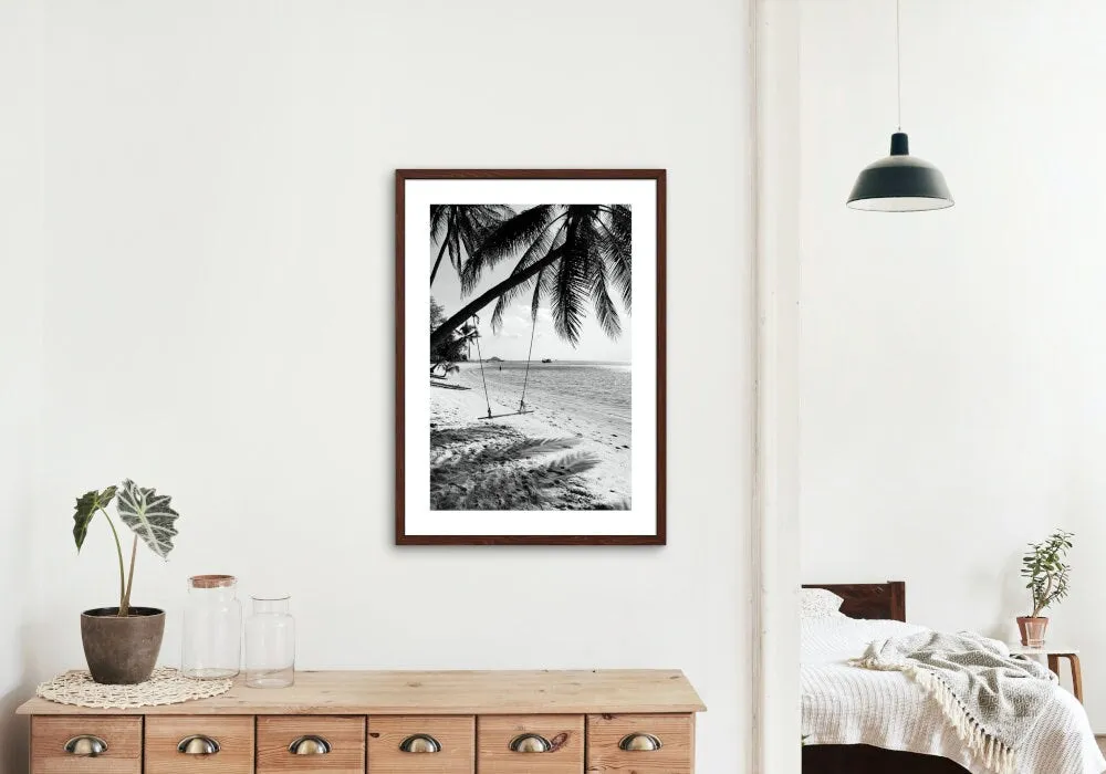 Black And White Beach Escape PRINTABLE WALL ART, Ocean Nature Print, Coastal Beach Wall Art, Black And White Photography Wall Art, Palm Tree