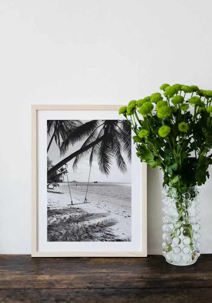 Black And White Beach Escape PRINTABLE WALL ART, Ocean Nature Print, Coastal Beach Wall Art, Black And White Photography Wall Art, Palm Tree