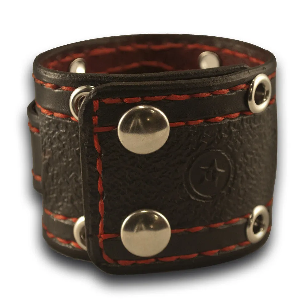 Black Apple iWatch Leather Cuff Watch Band with Snaps & Eyelets