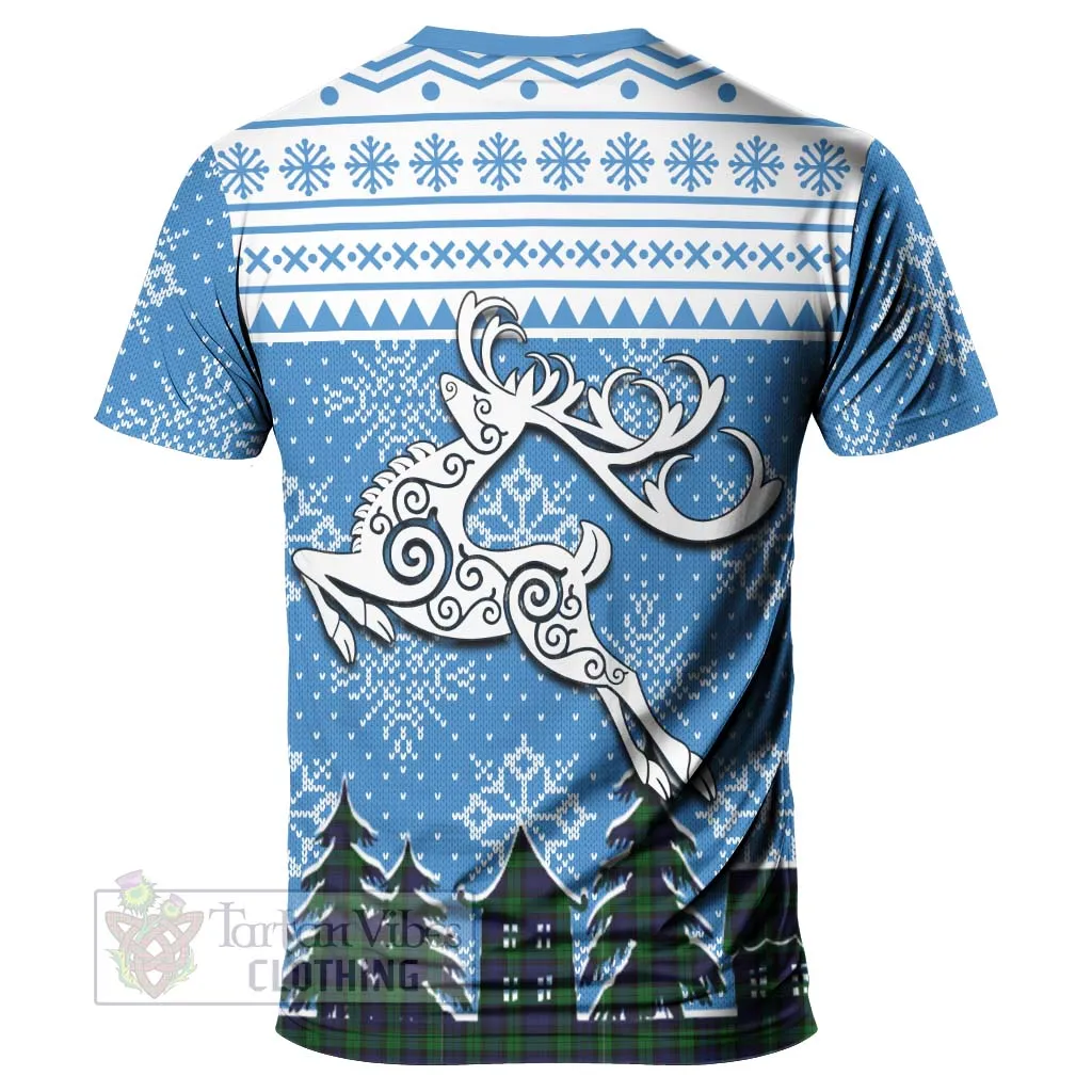 Black Watch Clan Christmas T-Shirt Celtic Reindeer Style