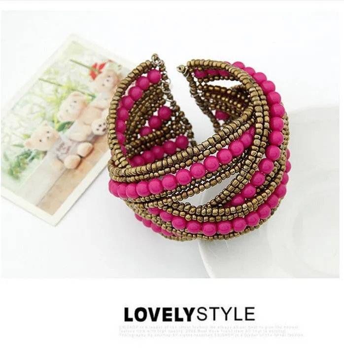 Bohemian Boho Cuff Bracelet for Women Men Jewelry Fashion Resin Beads Charm Bracelets & Bangles Gift pulsera pulseira Mujer