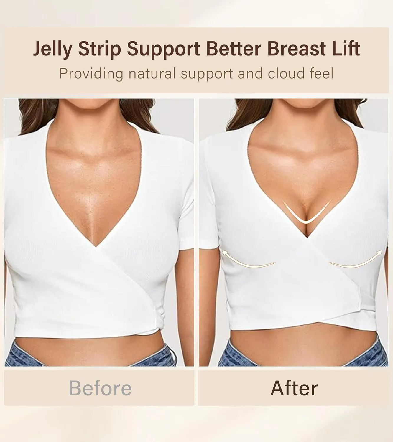 DEANGELMON Seamless Bras for Women No Underwire Comfortable Push Up Bra V Neck Wireless Bralette Full Coverage Wire Free