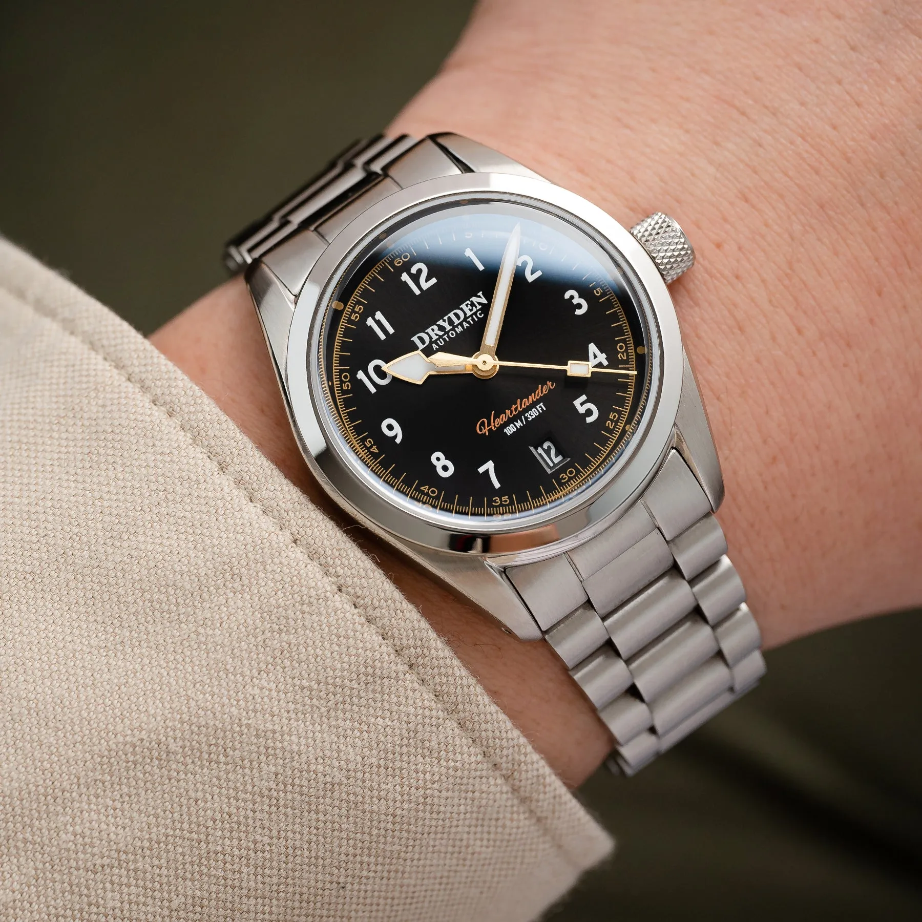 Dryden Heartlander Automatic Field Watch - Black & Gold