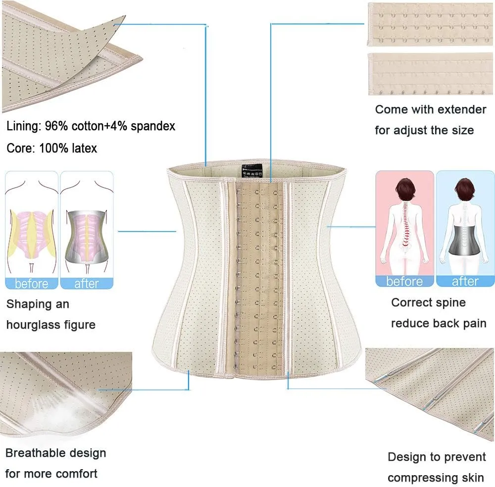 ECOWALSON Waist Trainer for Women Corset Cincher Body Shaper Girdle Trimmer with Steel Bones Extender