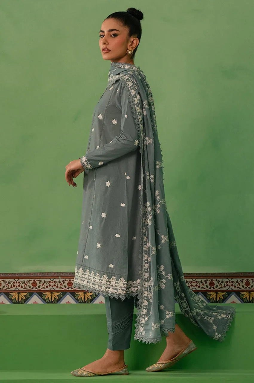 Emb Lawn Mahiri '24 - Dusty Granite-3 Piece Lawn Embroidered Suit