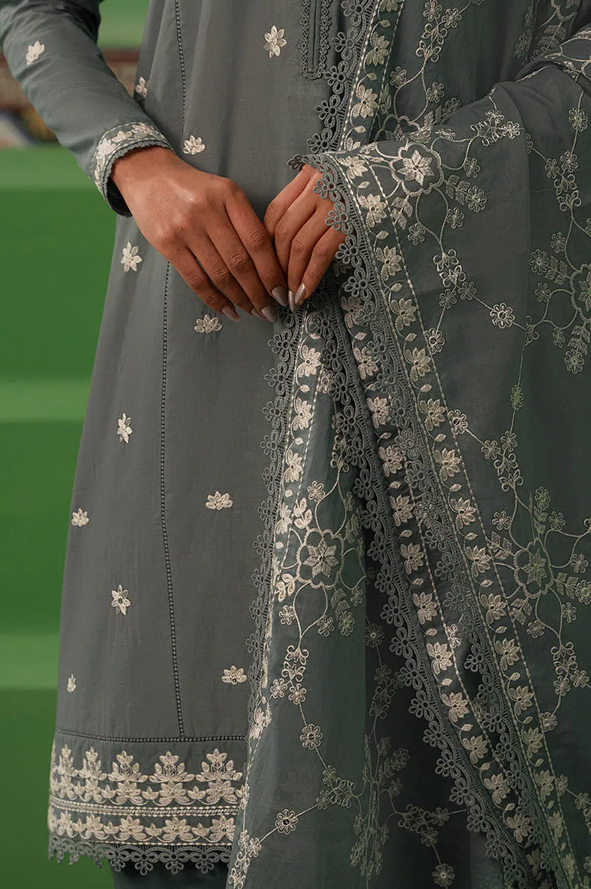 Emb Lawn Mahiri '24 - Dusty Granite-3 Piece Lawn Embroidered Suit