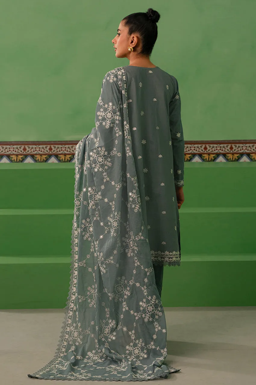 Emb Lawn Mahiri '24 - Dusty Granite-3 Piece Lawn Embroidered Suit
