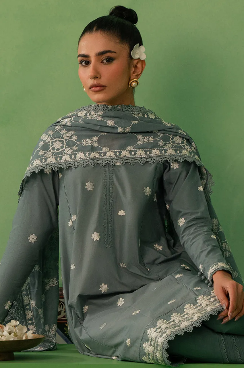 Emb Lawn Mahiri '24 - Dusty Granite-3 Piece Lawn Embroidered Suit