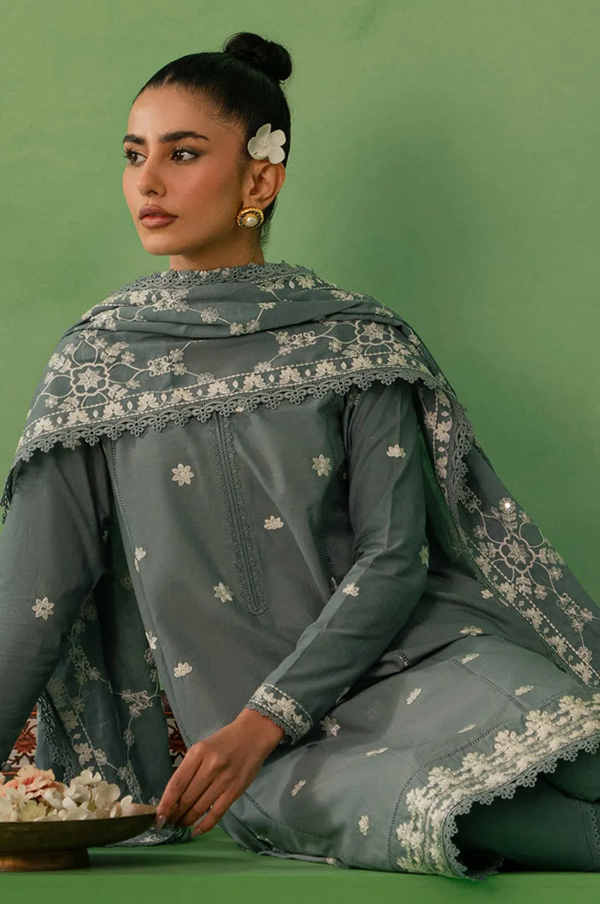 Emb Lawn Mahiri '24 - Dusty Granite-3 Piece Lawn Embroidered Suit