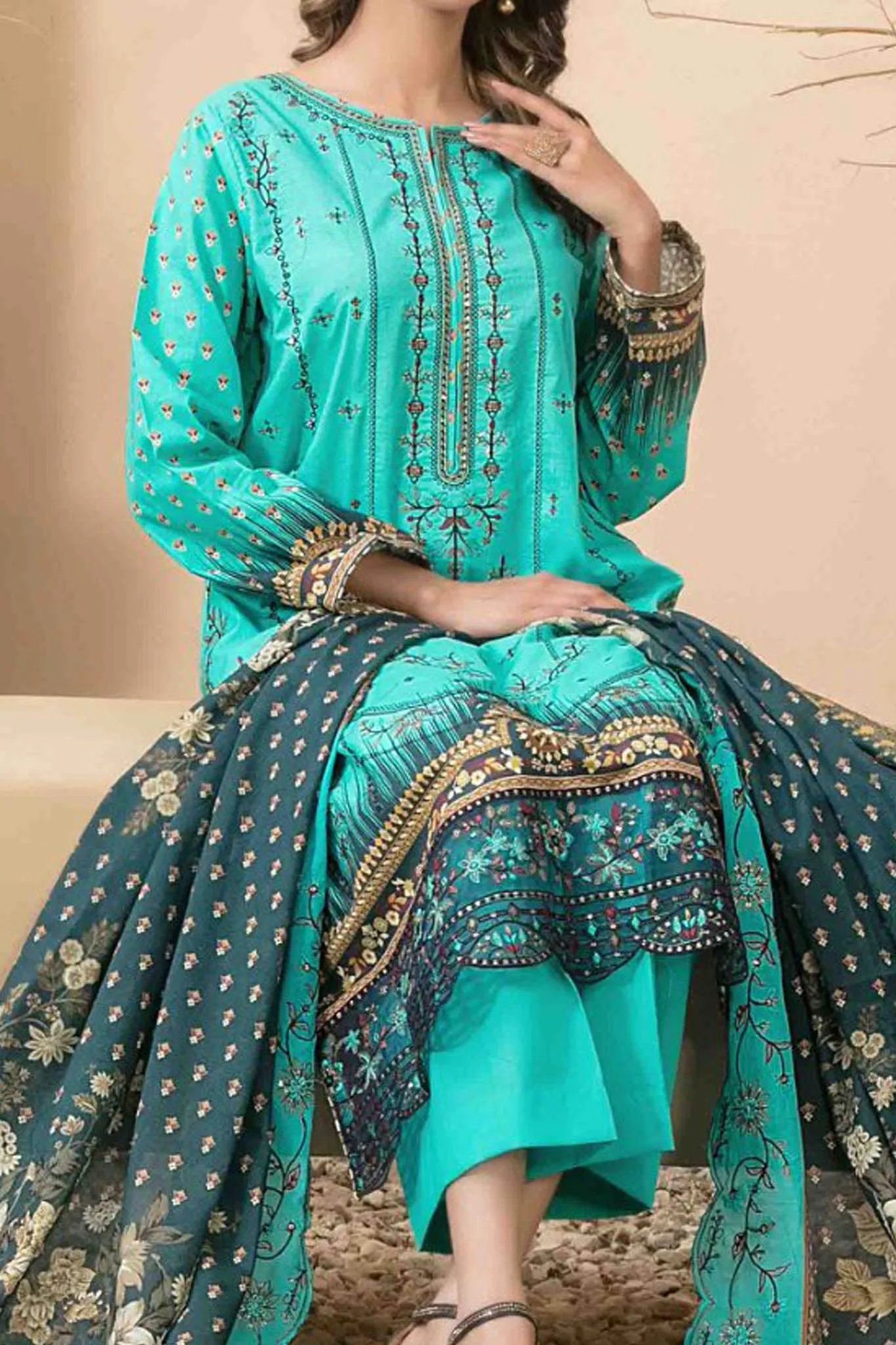 Farideh By Tawakkal Unstitched 3 Piece Emb Digital Print Lawn Collection'2024-D-2594