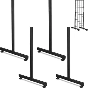 Fumete 2 Pairs Wire Grid Display Legs Gridwall T Base Rectangular Tube Leg Wire Wall Grid Support Grid Panel Base Gridwall Accessories for 2 Feet Wire Grid Wall Display or Slatted Panels