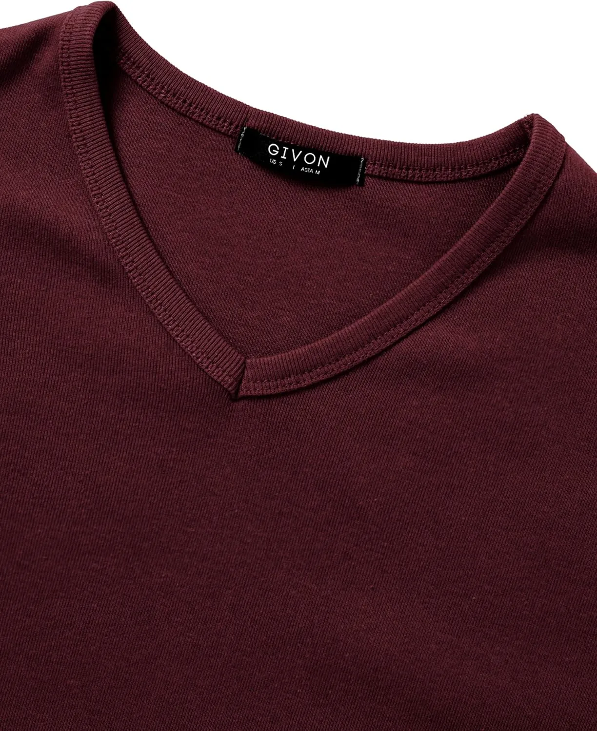 GIVON Mens Slim Fit V-Neck Long Sleeve T-Shirt  100% Cotton Ribbed Knit  Midweight Base Layer or Standalone Top