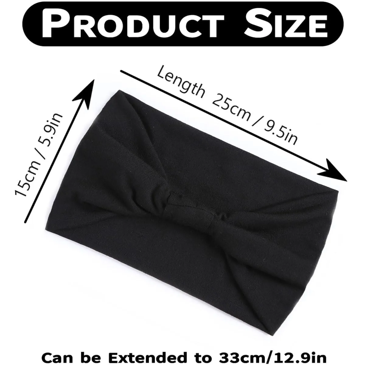 Kachanaa 4 Pack Wide Non-Slip Boho Women's Headband - Elastic Large African Turban Headwrap Ideal for Yoga, Workouts, Running - Non-Slip Design for Black Women
