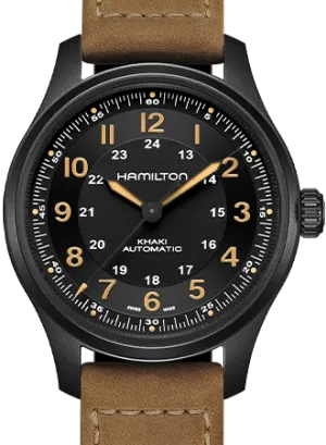 Khaki Field Titanium Auto 42 Black PVD Ref. H70665533