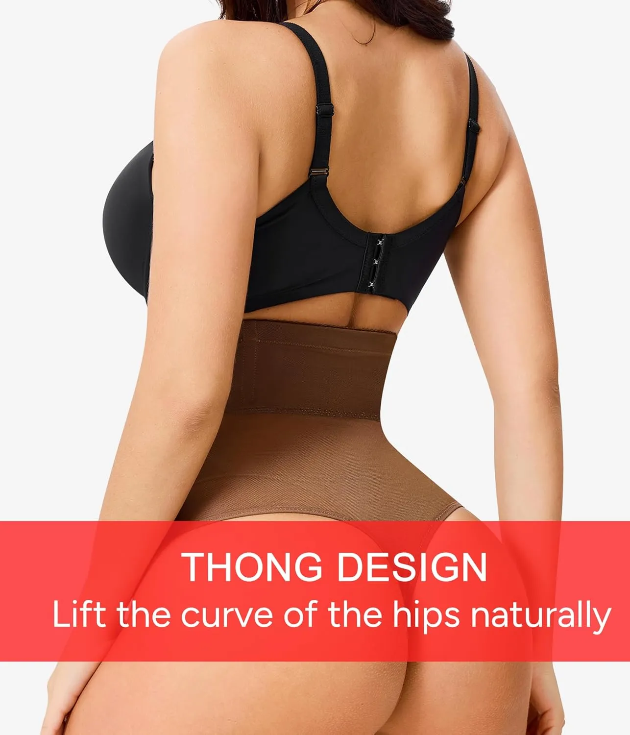 KUMAYES Tummy Control Shapewear Thong for Women - High Waisted Thong Compression Underwear Body Shaper Girdle Panty 2 Pack