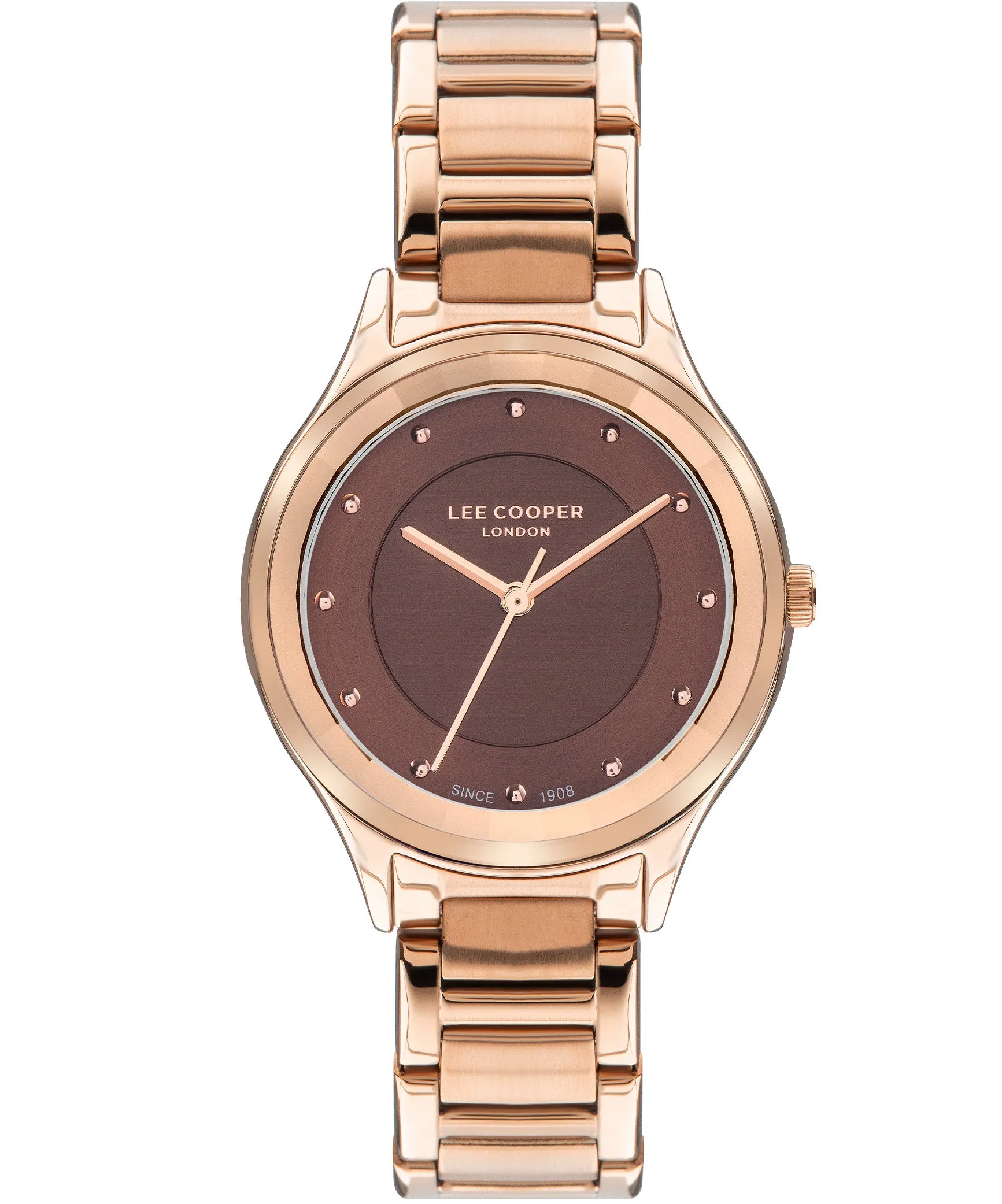 Lee Cooper  Women's Analog Brown Dial Rose Gold Stainless Steel Strap Watch, LC07460.470