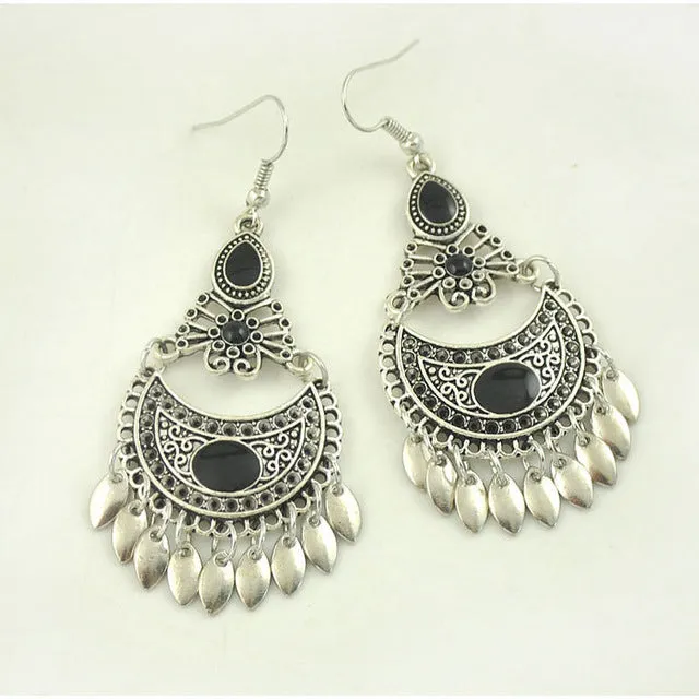LOVBEAFAS 2017 Fashion Boho Earrings For Women Jewelry Ethnic Long Drop Tassel Red/Blue/White/Black Enamel Vintage Earrings
