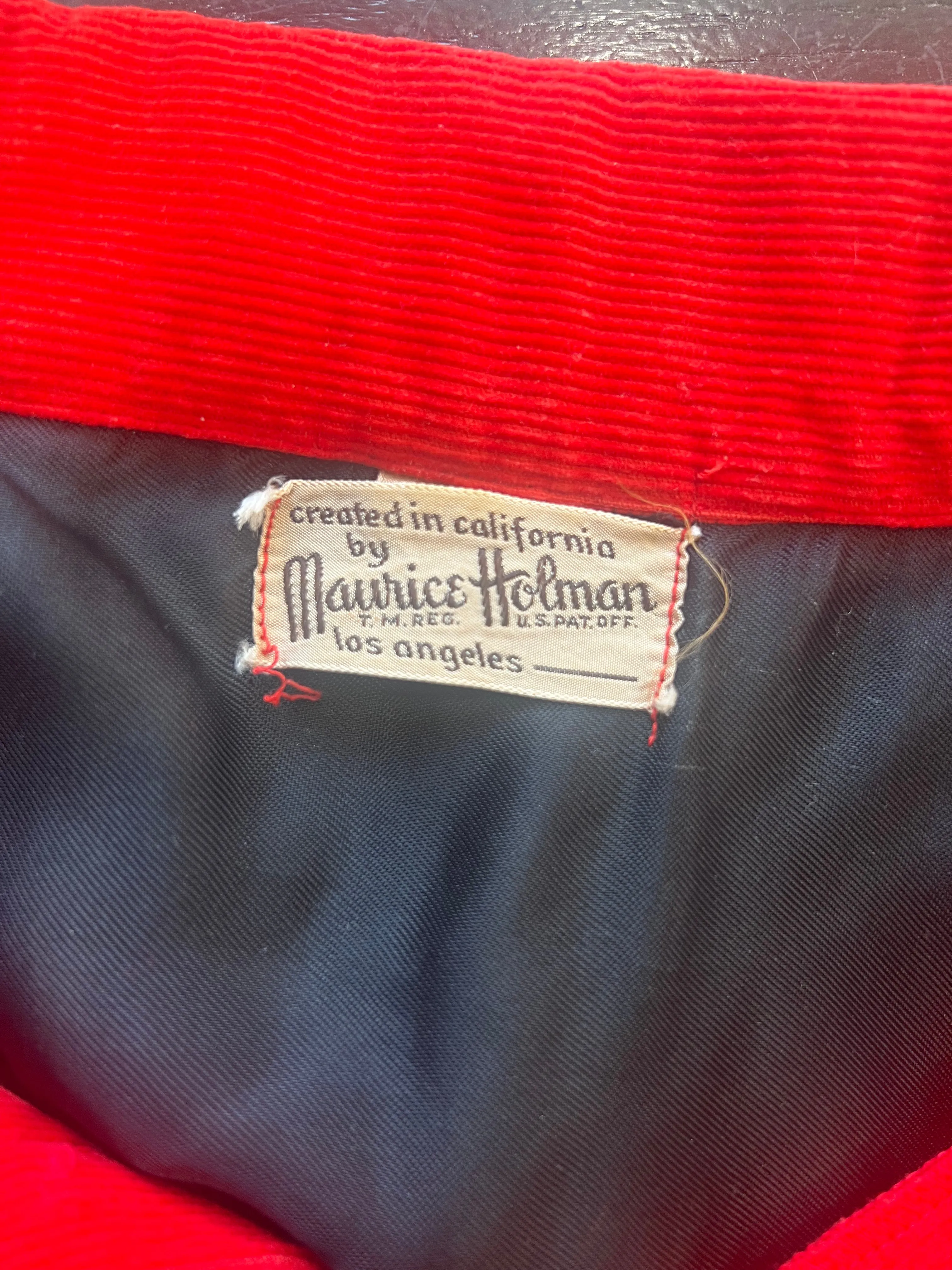 Maurice Holman 1950s Red Corduroy Unisex Short-Sleeve Shirt